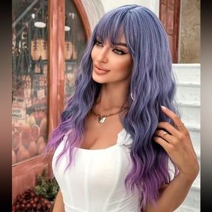 22 inch purple/pink at ends! Long wavy, sexy wig. Everyday or Halloween